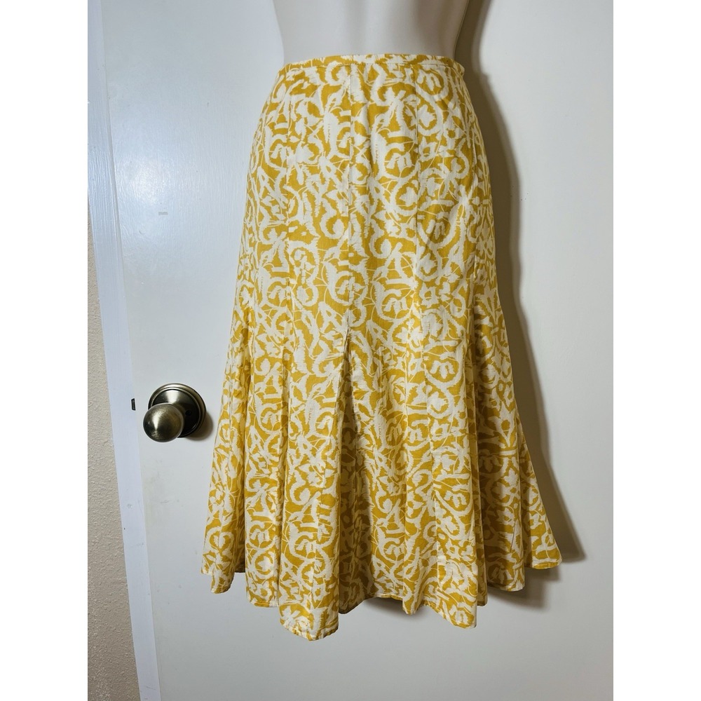 Kasper & Company Knee Length Swing Skirt SZ 4 Batik Print Zip Closure Cotton